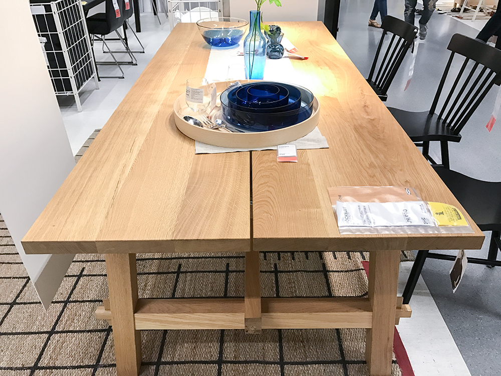 イケア IKEA EKENSBERG オーク無垢材 ダイニングテーブル - 机/テーブル